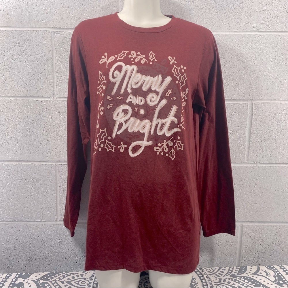 Burgundy Christmas long sleeve shirt